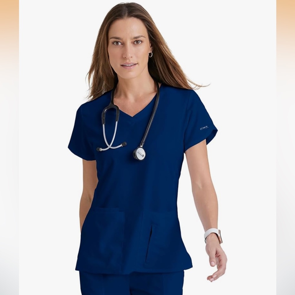 Grey's Anatomy Women's V-Neck Scrub Top - Navy Blue